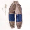 Sofortkauf: Merino Walkhose in Taupe mit Po- und Knie in Jeansblau, Gr. 128/134