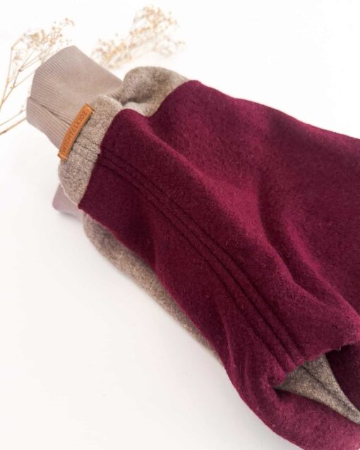Sofortkauf: Merino Walkhose in Taupe mit Po- und Knie in Beere, Gr. 104/110 – Bild 3