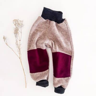Sofortkauf: Walkhose in Sand Meliert/Beere mit Knie Verstärkung, Gr. 92/98