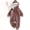 Sofortkauf: Merinowalk Overall Taupe mit Merino-Wolljersey Futter und Taschen, Gr. 92/98