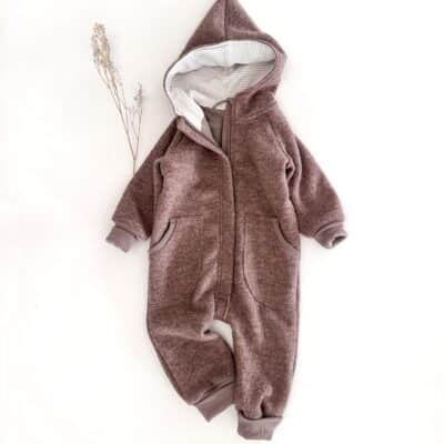Sofortkauf: Merinowalk Overall Taupe mit Merino-Wolljersey Futter und Taschen, Gr. 92/98