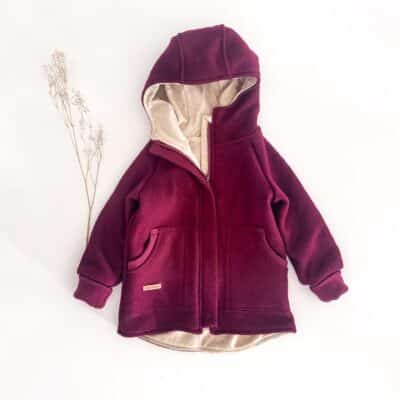 Sofortkauf: Walkjacke Beere mit Reißverschluss und Wolljersey-Futter in Sand, Gr. 92/98