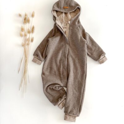 Sofortkauf: Overall Merinowalk Merinowalk Taupe mit Wolljersey gefüttert, Gr. 92/98