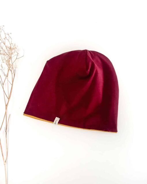 Sofortkauf: Wende-Beanie Beere/Senf Gr. 50-52 – Bild 4