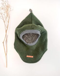 Sofortkauf: Wollwalk Schlupfmütze Tanne/Leoprint, Gr. 42-44