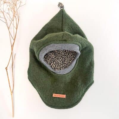 Sofortkauf: Wollwalk Schlupfmütze Tanne/Leoprint, Gr. 42-44