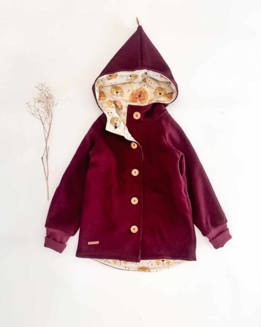 Sofortkauf: Walkjacke mit Holzknöpfen Merinowalk Beere, Gr. 134/140