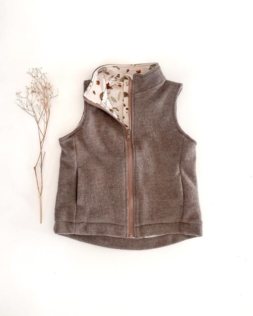 Sofortkauf: Walkweste mit Reißverschluss in Merino Taupe, Gr. 110/116