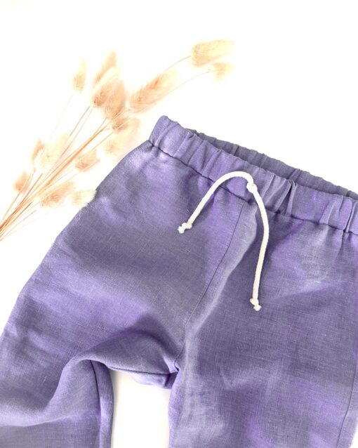 Sofortkauf: Leinenhose in Lavendel mit Kordel, Gr. 86/92 – Bild 2