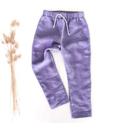 Sofortkauf: Leinenhose in Lavendel mit Kordel, Gr. 86/92