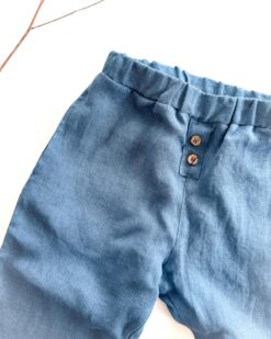 Alternative view of Sofortkauf: Leinenhose in Jeansblau mit Knopfleiste, Gr. 122/128