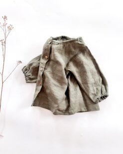 Alternative view of Sofortkauf: Leinenbluse langarm in Olive, Gr. 86/92