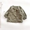 Sofortkauf: Leinenbluse langarm in Olive, Gr. 86/92