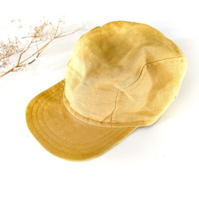 Sofortkauf: Kinder Cap aus Leinen in Sonnengelb, Gr. 48-50