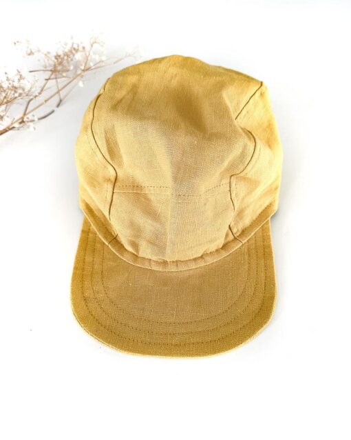 Sofortkauf: Kinder Cap aus Leinen in Sonnengelb, Gr. 48-50 – Bild 2