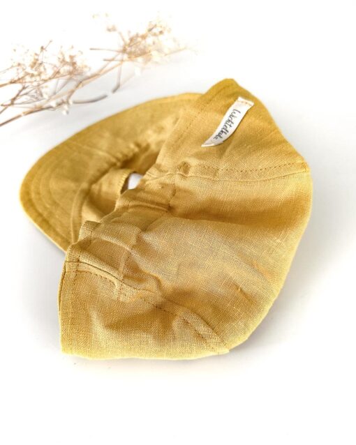 Sofortkauf: Kinder Cap aus Leinen in Sonnengelb, Gr. 48-50 – Bild 3