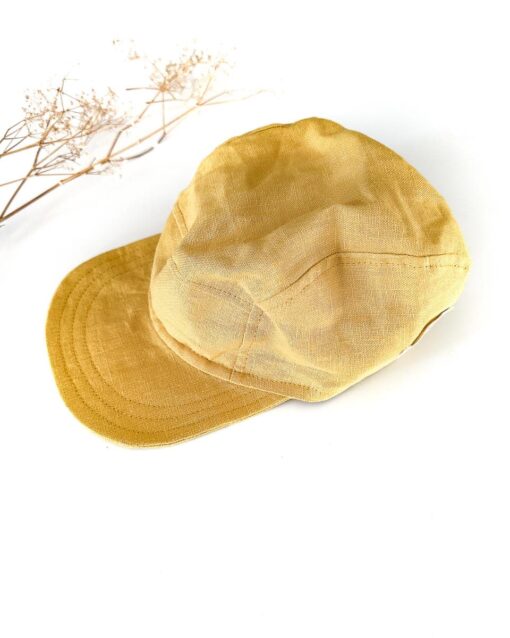Sofortkauf: Kinder Cap aus Leinen in Sonnengelb, Gr. 48-50 – Bild 4