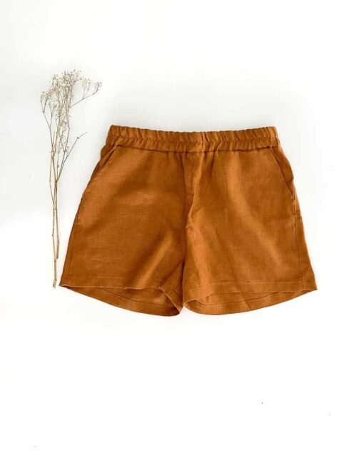 Sofortkauf: Damen Basic Leinen-Shorts in Zimt, Gr. L (42/44)