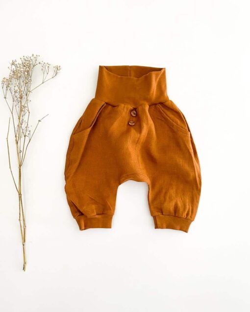 Sofortkauf: kurze Leinen Knickerbocker in Zimt, Gr. 74/80