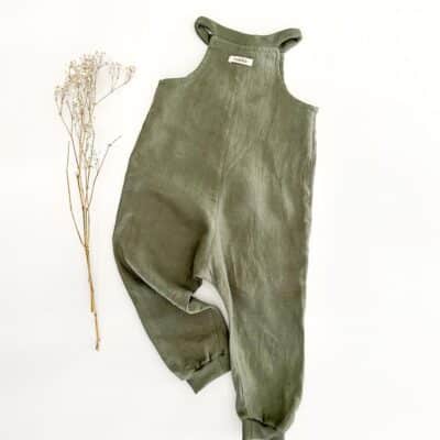 Sofortkauf: Leinen Jumper in Olive, Gr. 80/86
