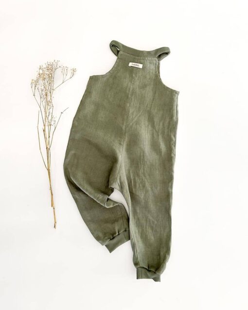 Sofortkauf: Leinen Jumper in Olive, Gr. 80/86