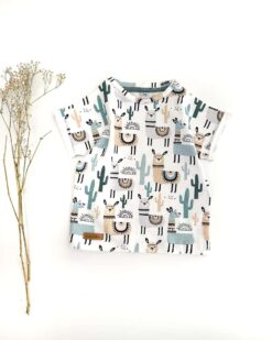 Sofortkauf: T-Shirt aus Bio-Baumwolljersey Lamas, Gr. 74/80