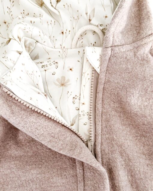 Sofortkauf: Merino Overall in Creme/Zarte Gräser mit Umschlagbündchen und Reißverschluss, Gr. 62/68 – Bild 3