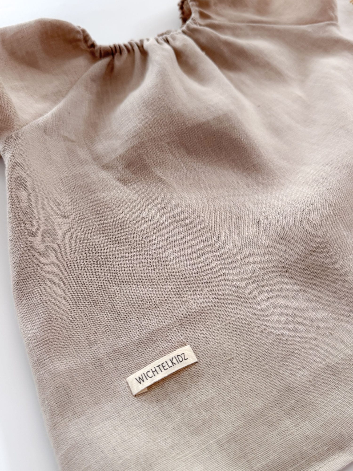 Sofortkauf: Leinenbluse kurzarm in Sand, Gr. 98/104 – Bild 5