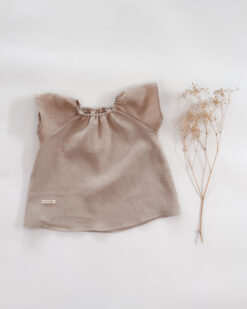 Sofortkauf: Leinenbluse kurzarm in Sand, Gr. 98/104