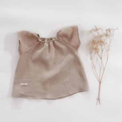 Sofortkauf: Leinenbluse kurzarm in Sand, Gr. 98/104