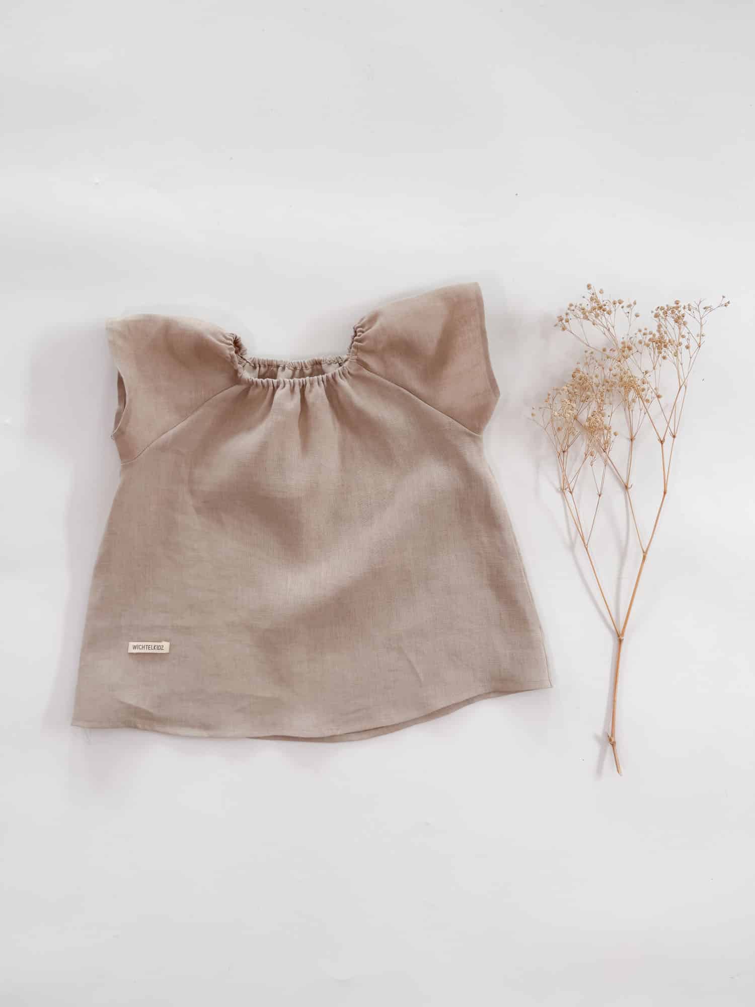 Sofortkauf: Leinenbluse kurzarm in Sand, Gr. 98/104