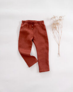 Sofortkauf: Leinenhose in Rost mit Knopfleiste, Gr. 98/104