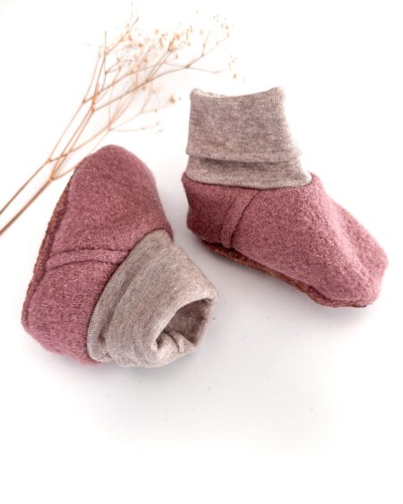 Sofortkauf: gefütterte Wollwalk Schuhe Altrosa mit Rutschstopp, Gr. 18-19