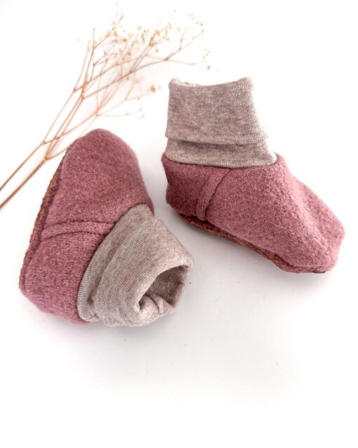 Sofortkauf: gefütterte Wollwalk Schuhe Altrosa mit Rutschstopp, Gr. 18-19