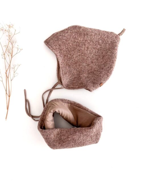 Sofortkauf: Set aus Walk-Zipfelmütze und Walkloop in Schlamm (Gr. 1-3 Jahre) – Bild 2