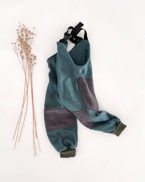 Sofortkauf: Walk-Latzhose Merino Altgrün mit Knie- und Po-Verstärkung, Gr. 92/98 – Bild 2