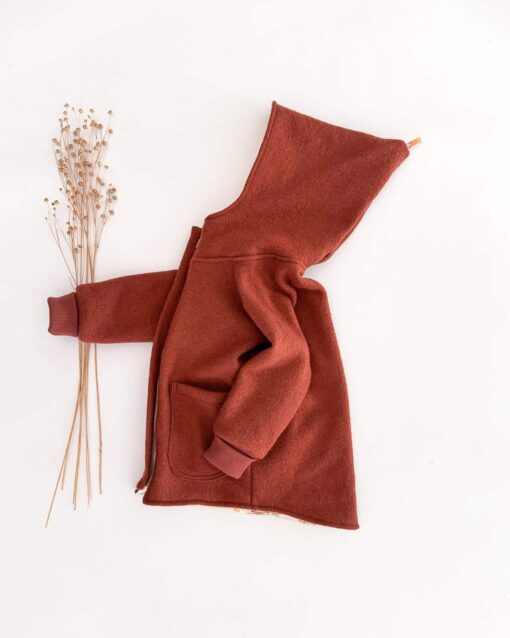 Sofortkauf: Walkjacke in Rost mit Reißverschluss und Taschen, Gr. 110/116 – Bild 4