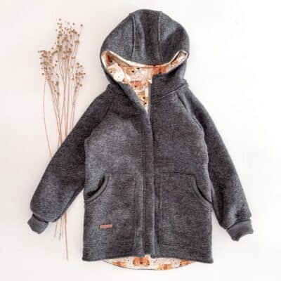 Sofortkauf: Walkjacke Anthrazit mit Reißverschluss und Taschen, Gr. 140/146