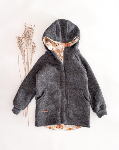 Sofortkauf: Walkjacke Anthrazit mit Reißverschluss und Taschen, Gr. 140/146