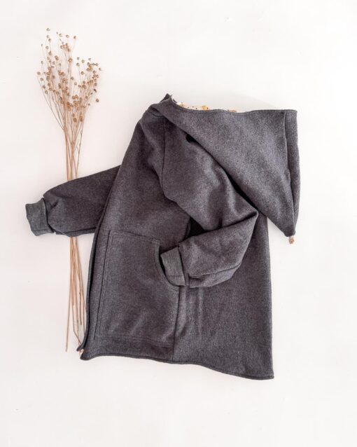 Sofortkauf: Merino-Walkjacke Graphit mit Reißverschluss und Taschen, Gr. 152/158 – Bild 2