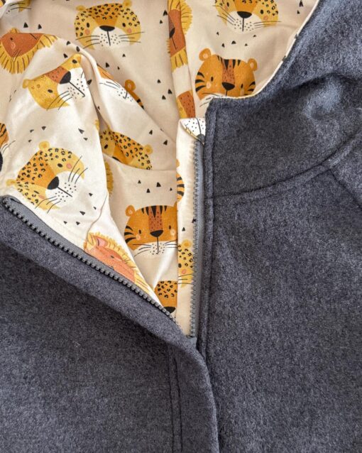 Sofortkauf: Merino-Walkjacke Graphit mit Reißverschluss und Taschen, Gr. 152/158 – Bild 4