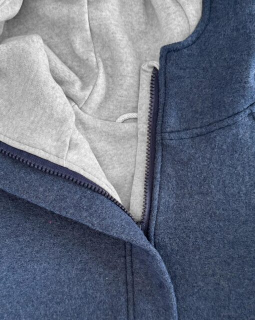 Sofortkauf: Walkjacke Merino Jeansblau mit Reißverschluss und Wolljersey-Futter, Gr. 122/128 – Bild 2