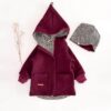 Sofortkauf: Walkjacke mit Reißverschluss Merinowalk Beere im Set mit Beanie, Gr. 80/86