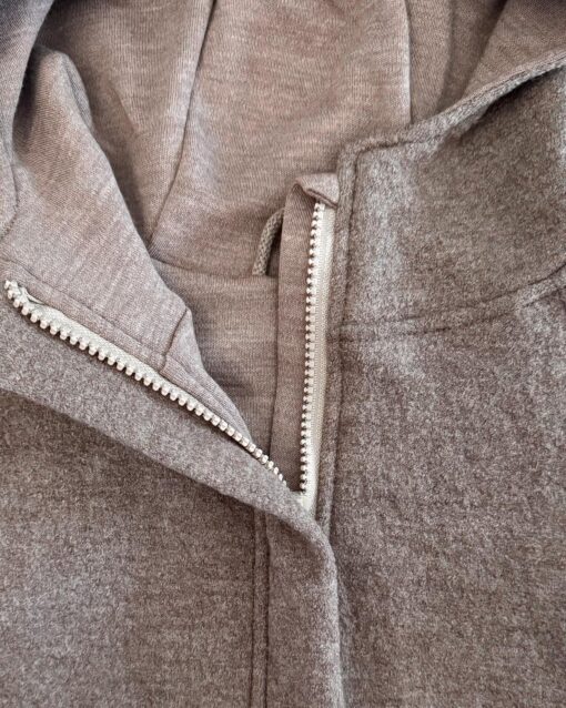 Sofortkauf: Merino-Walkjacke Taupe mit Reißverschluss und Wolljersey-Futter, Gr. 98/104 – Bild 2