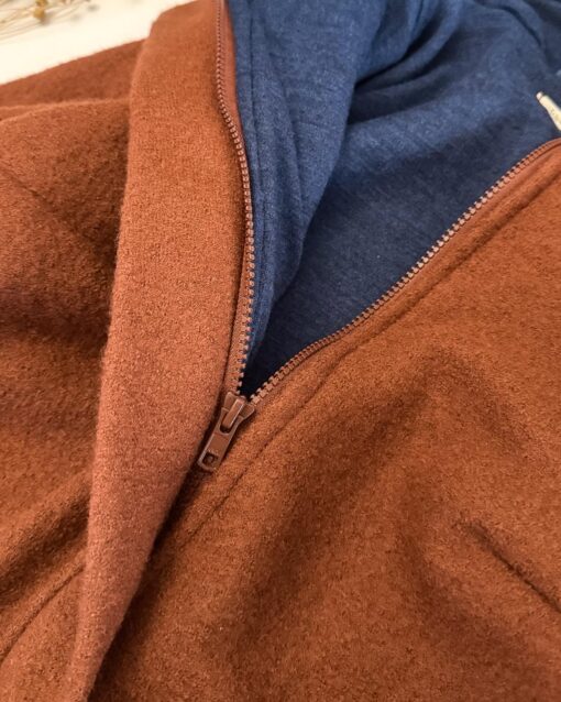Sofortkauf: Damen Walkmantel mit Reißverschluss - Rost mit Merino-Wolljersey gefüttert, Gr. M (38/40) – Bild 2
