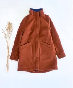 Sofortkauf: Damen Walkmantel mit Reißverschluss - Rost mit Merino-Wolljersey gefüttert, Gr. M (38/40)