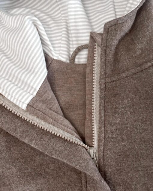 Sofortkauf: Merinowalk Overall Taupe mit Merino-Wolljersey Futter und Taschen, Gr. 92/98 – Bild 2
