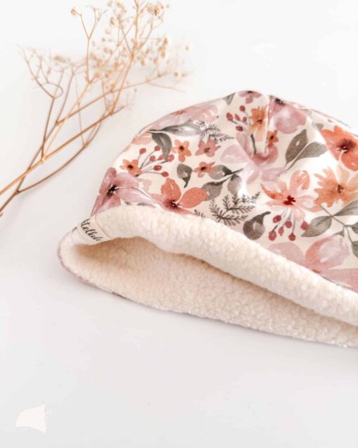 Sofortkauf: Wende-Beanie Bloomery/ Fleece Creme, Gr. 40-42 – Bild 2