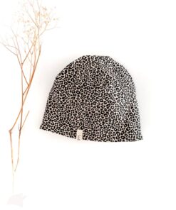 Sofortkauf: Wende-Beanie Leoprint/ Fleece Creme, Gr. 40-42