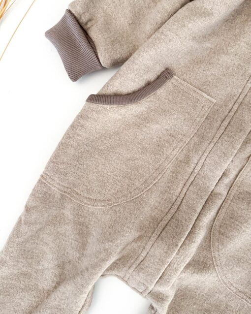 Sofortkauf: Merino Overall in Creme/Schlamm mit Reißverschluss, Gr. 104/110 – Bild 2